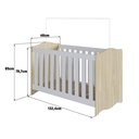 CUNA 3 EN 1 LINEA ENCANTO ROBLE ARAGUAIA CON BLANCO 130X60, ENC001CABC