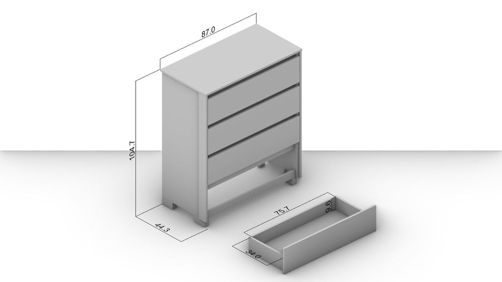 GAVETERO COIMBRA DE 4 GAVETAS  FREIJO/OFF WHITE,  230071.0002