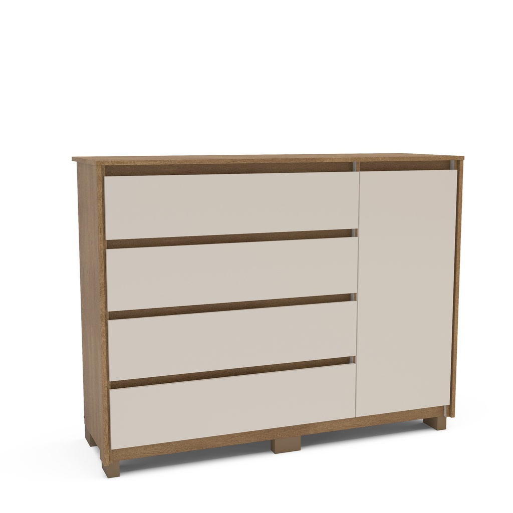 GAVETERO COIMBRA DE 4 GAVETAS Y 1 PUERTA  FREIJO/OFF WHITE,  230073.0002