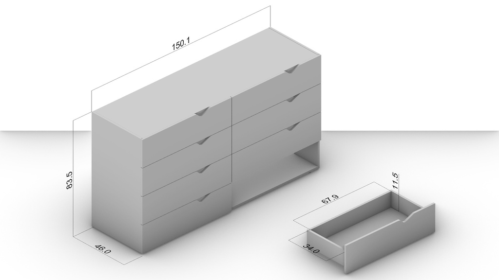 GAVETERO PORTO DE 8 GAVETAS  BLANCO,  240820.0001