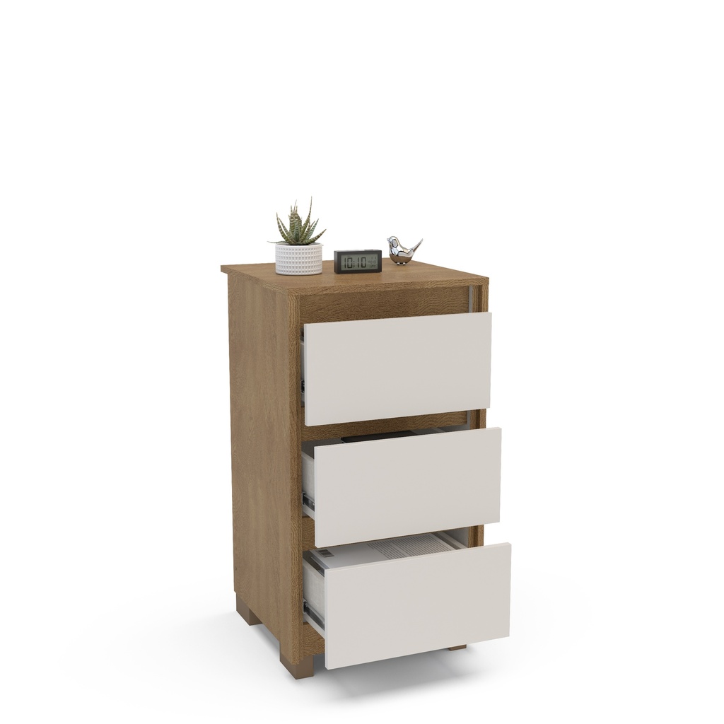 MESA DE NOCHE COIMBRA DE 3 GAVETAS  FREIJO/OFF WHITE,  230075.0002