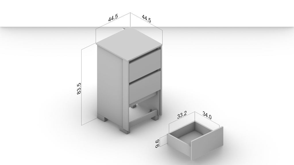 MESA DE NOCHE COIMBRA DE 3 GAVETAS  FREIJO/OFF WHITE,  230075.0002