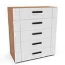 GAVETERO LISBOA DE 5 GAVETAS  FREIJO/BLANCO,  240840.0006