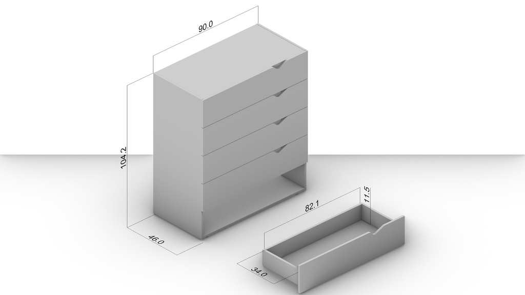 GAVETERO PORTO DE 5 GAVETAS  FREIJO/BLANCO,  240822.0006