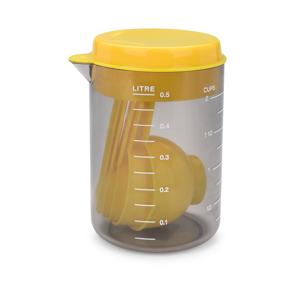 VASO MEDIDOR+CUCHARA DESCOMPLICA-AMARIL