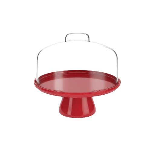 PLATO PARA TORTA CON TAPA CAKE Ø19,5CM ROJO