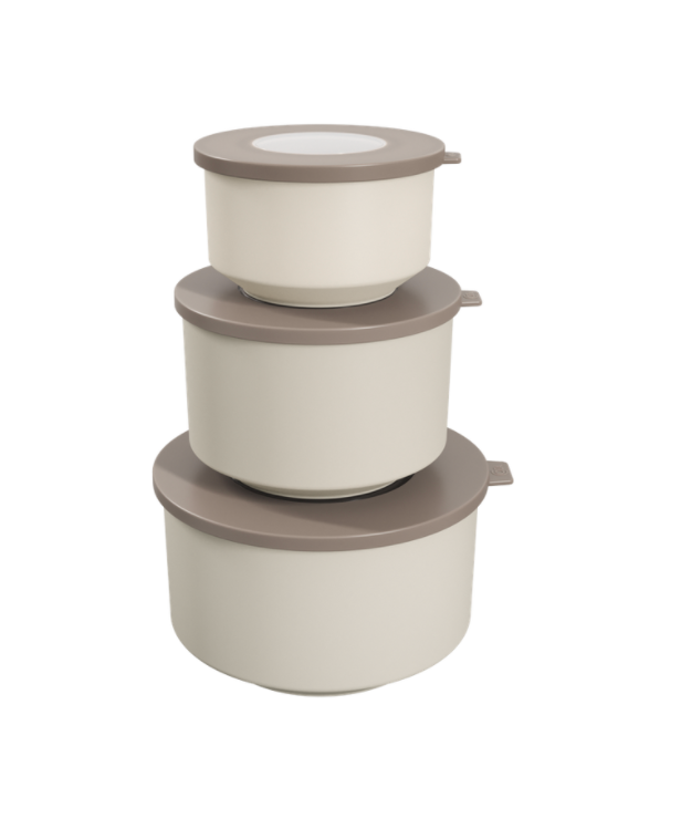 JUEGO DE CONTENEDORS DE PLASTICO (500ML, 1L, 2L) HOOP LIGHT GRAY + WARM GRAY