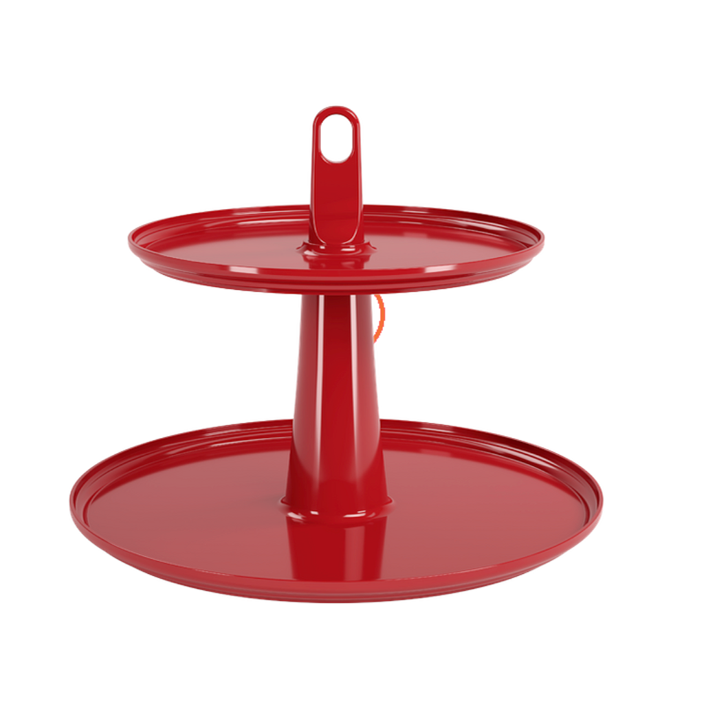 PEDESTAL 2 NIVELES Ø32,50 CM DE PLASTICO CAKE ROJO BOLD