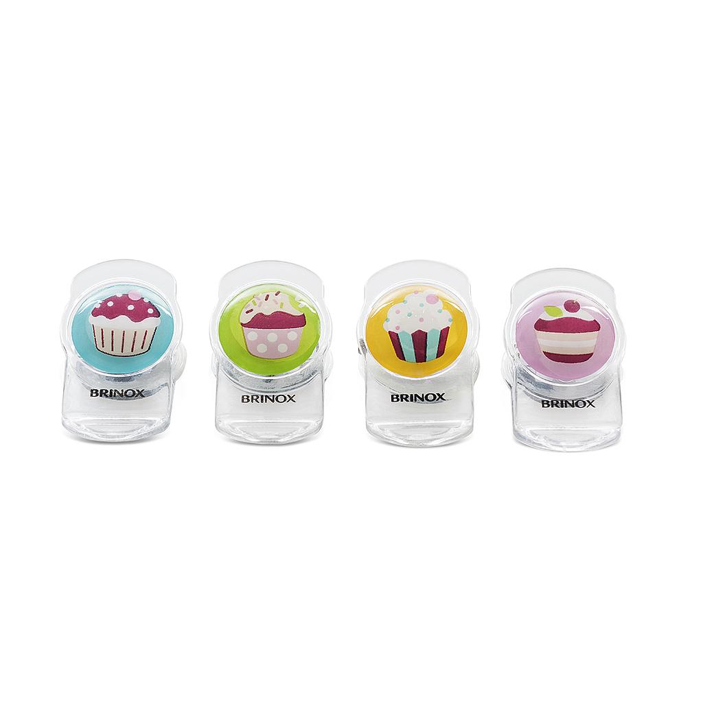 CLIP MAGNÉTICO 4 PZS CUPCAKE DESCOMPLICA DE PLASTICO 