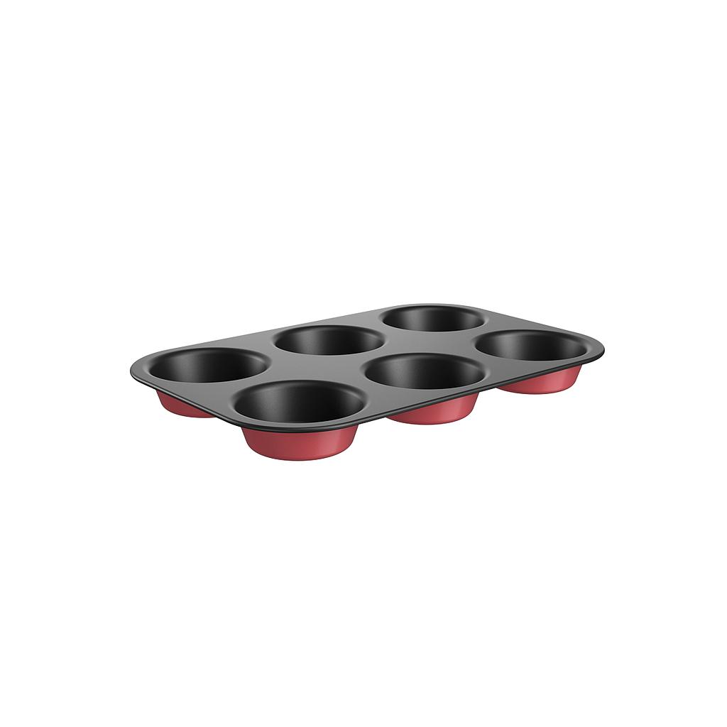 LINEA BAKEWARE - EN ALUMINIO - MOLDE 6 DIVISIONES 27,2CM CEREZA 