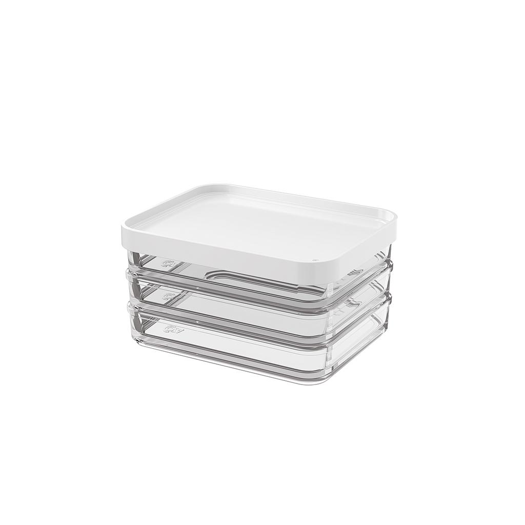 POTE DE PLASTICO TRIO 840ML CLEAR BLANCO 