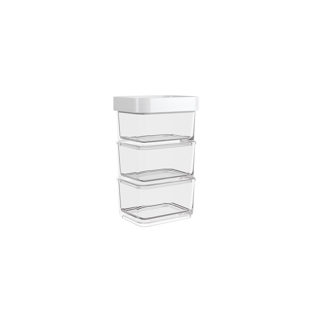POTE DE PLASTICO MICRO TRIO 300ML CLEAR BLANCO 