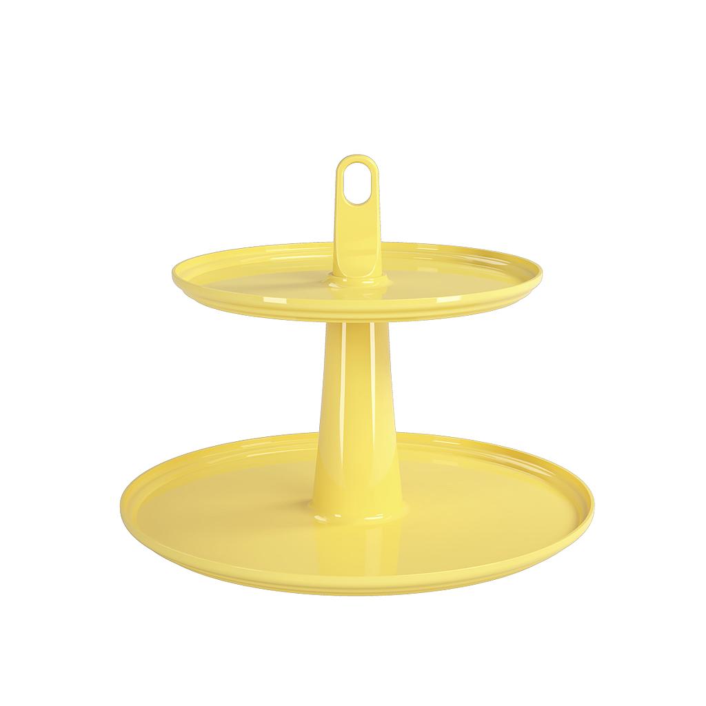 PEDESTAL 2 NIVELES Ø32,50 CM DE PLASTICO CAKE AMARILLO 