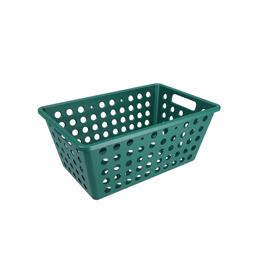 CANASTA GRANDE DE PLASTICO 28,8 X 19,1 X 12,3 CM ONE VERDE ESMERALDA 