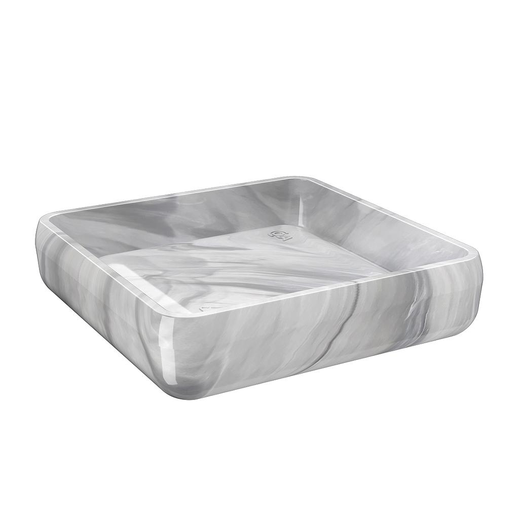 JABONERA DE PLASTICO CUBE MARMOL BLANCO 