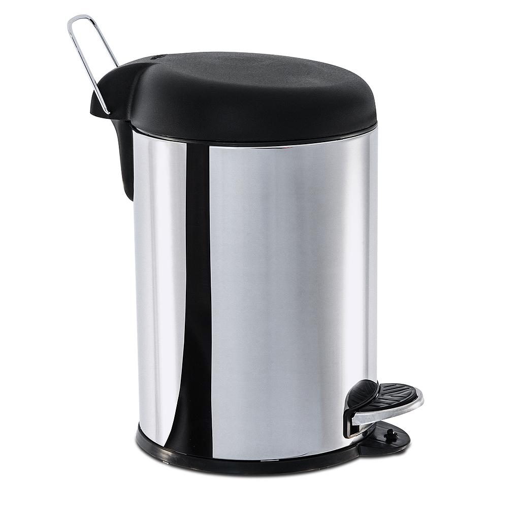LINEA DECORLINE - EN ACERO INOXIDABLE - BASURERO C/ PEDAL Y TAPA PLASTICA Ø20x30CM 5,0L NEGRO 