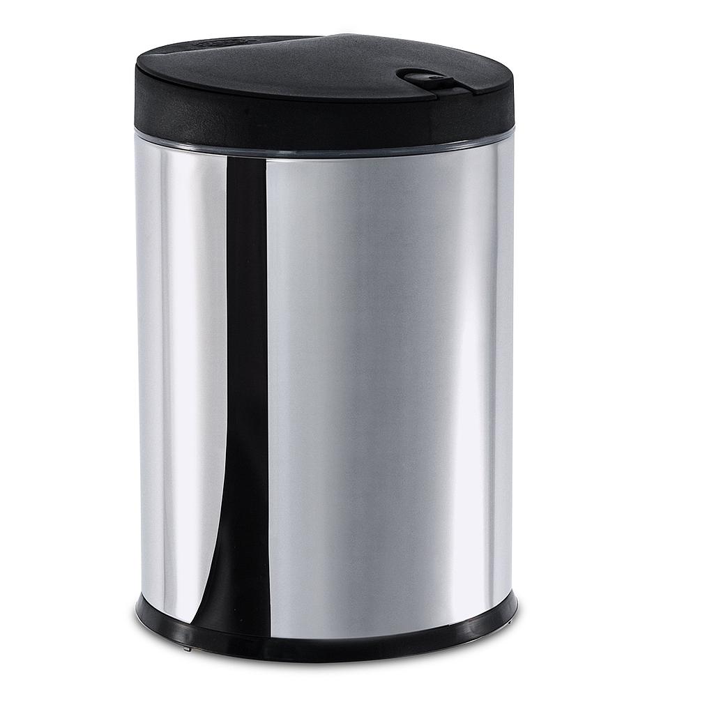 LINEA DECORLINE - EN ACERO INOXIDABLE - BASURERO PRESS C/ TAPA PP 4,00L - NEGRO