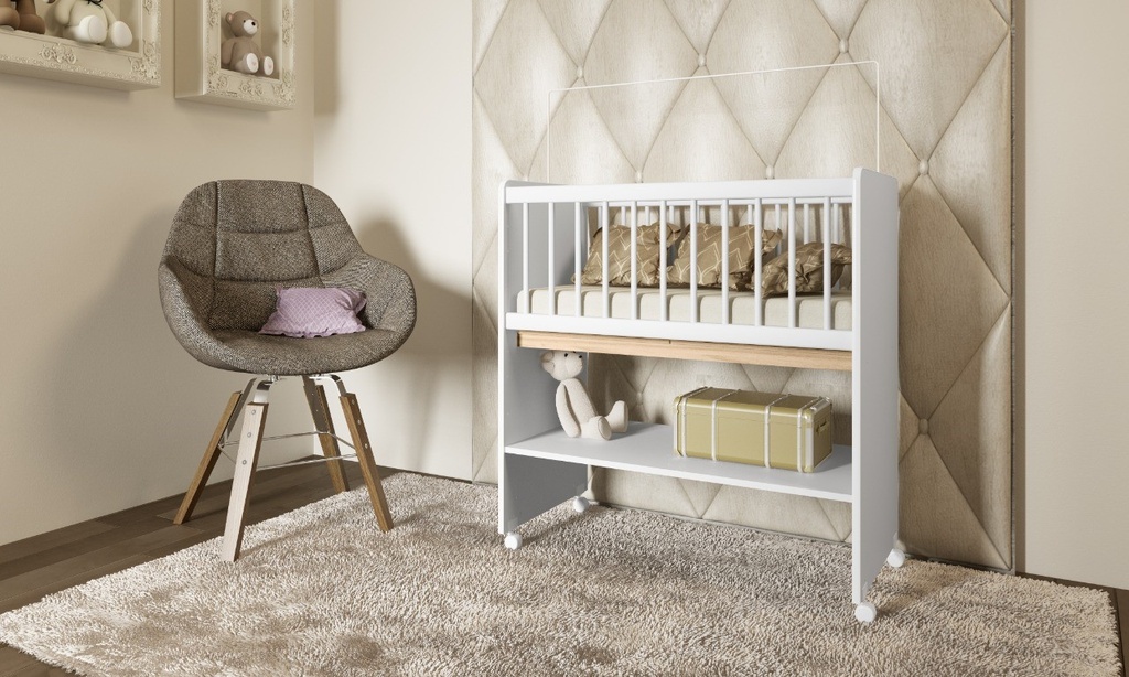 CUNA MOISES CON RUEDAS Y REJA FIJA CON COLCHON, ALTURA 96CM, ANCHO 45CM, LARGO 90CM