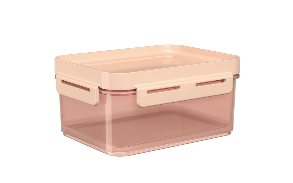 Contenedor Hermetico de Plastico 1,00L Flap Rosa Blush + Rosa