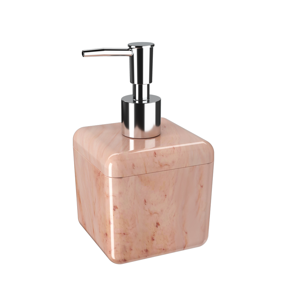 Dispensador Jabon Liquido de Plastico 330 ML Cube Marmol Rosa
