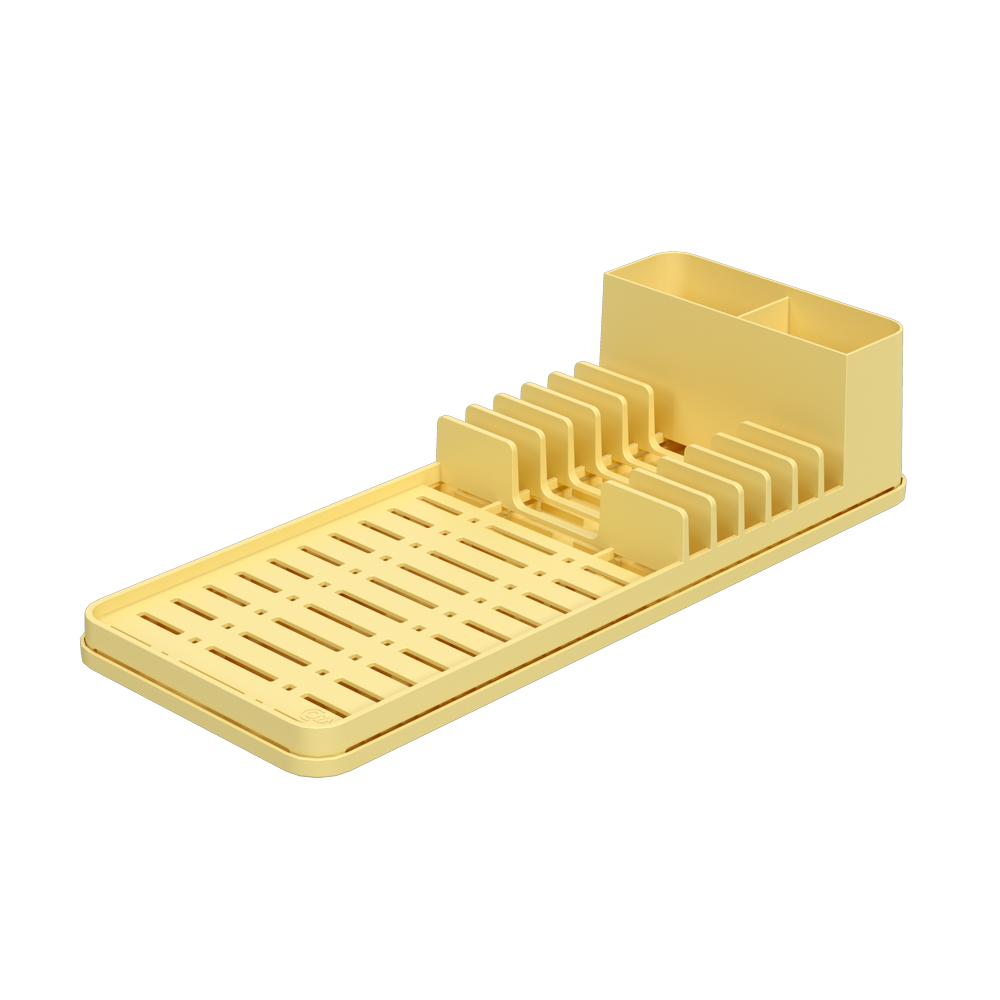 Escurridor de Platos de Plastico C/Bandeja Single Amarillo