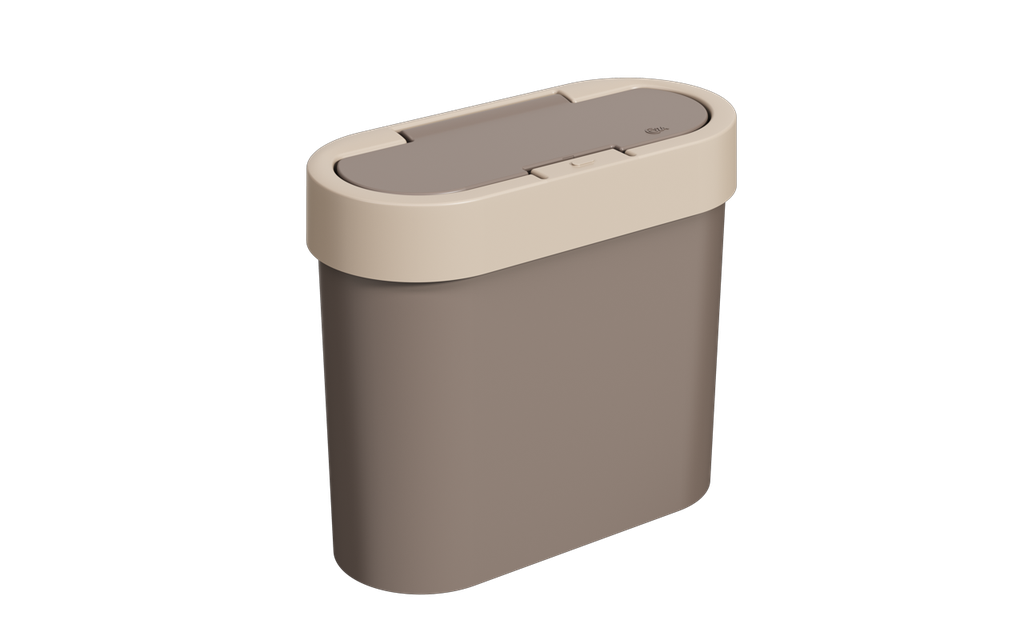 Basurero Apertura C/Boton de Plastico 2,80L Flat Warm Gray + Light Gray