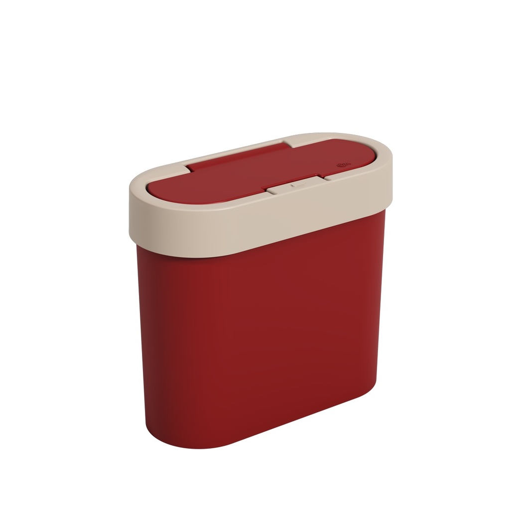 Basurero Apertura C/Boton de Plastico 2,80L Flat Rojo Bold + Light Gray