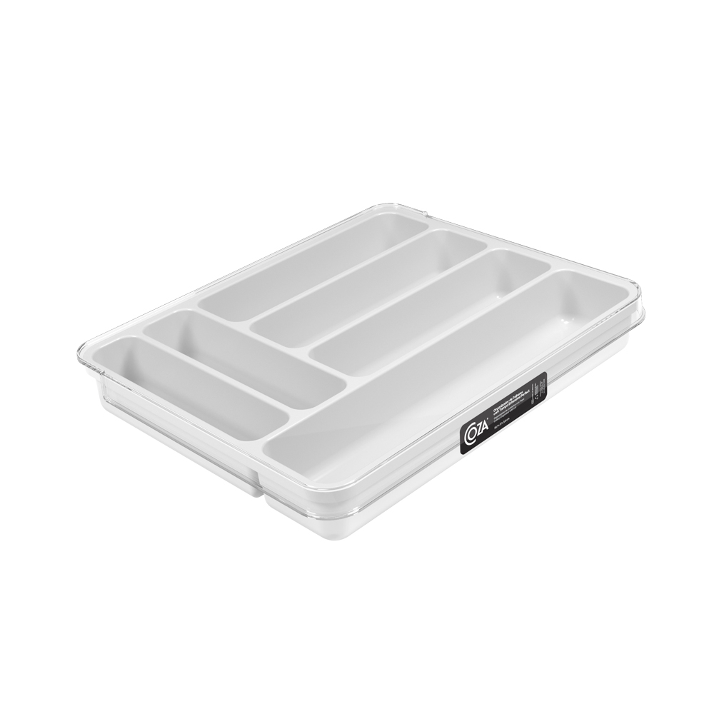 Organizador de Cubiertos C/Tapa 30 x 35,9 x 5,2CM Perfect Blanco