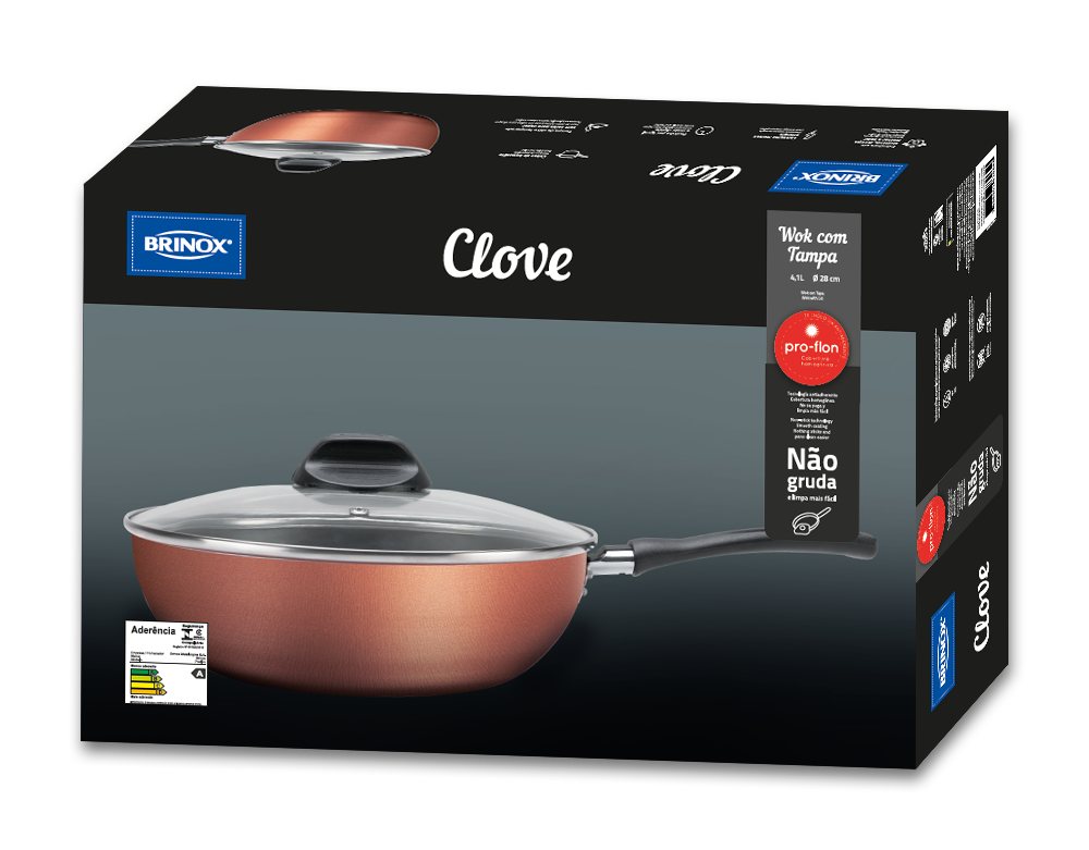 LINEA CLOVE - EN ALUMINIO - WOK C/TAPA Ø28CM 4,10L COBRE 