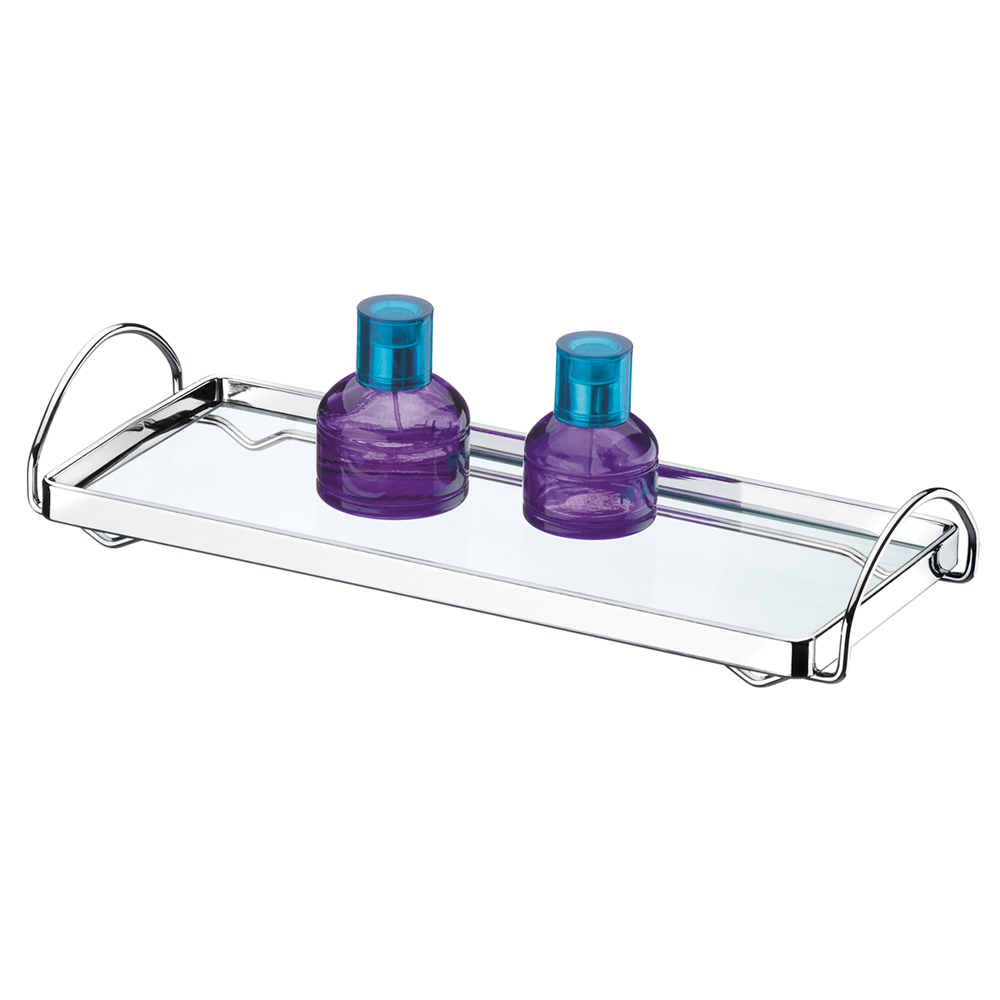 LINEA BEL GIORNO - HILO CROMADO - SOPORTE MULTIUSO C/VIDRIO FUME 32x13x6CM
