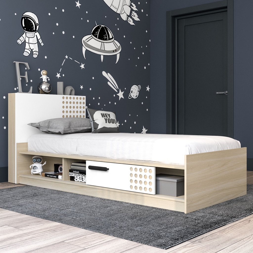 CAMA DOMI CON PUERTA CORREDERA, MADERA SALINAS (NO INCLUYE ESPALDAR)