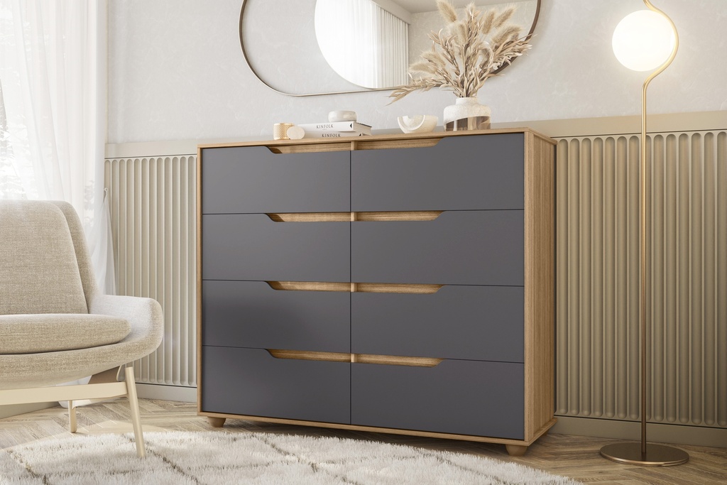 GAVETERO DOBLE 8 GAVETAS NATURE/TITANIUM (FLEX)