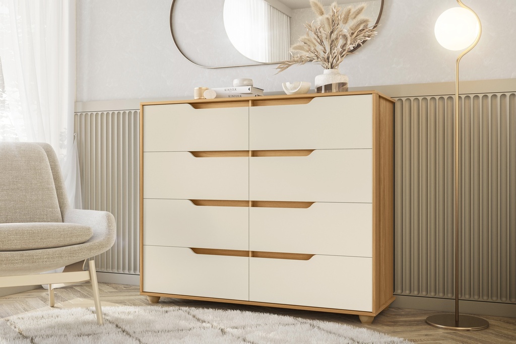 GAVETERO DOBLE 8 GAVETAS ROBLE GRIFE/OFF WHITE (FLEX)