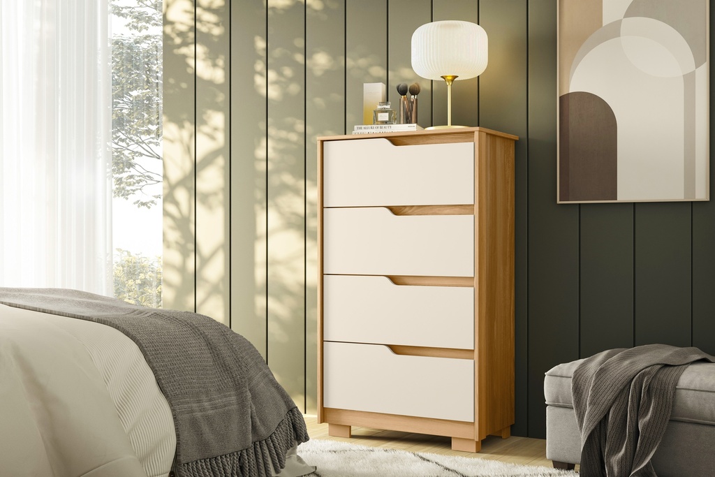 MUEBLE 4 GAVETAS SOLE ROBLE GRIFE/OFF WHITE (FLEX)