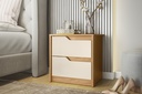 MESA DE NOCHE 2 GAVETAS DOBLE ROBLE GRIFE/OFF WHITE (FLEX)