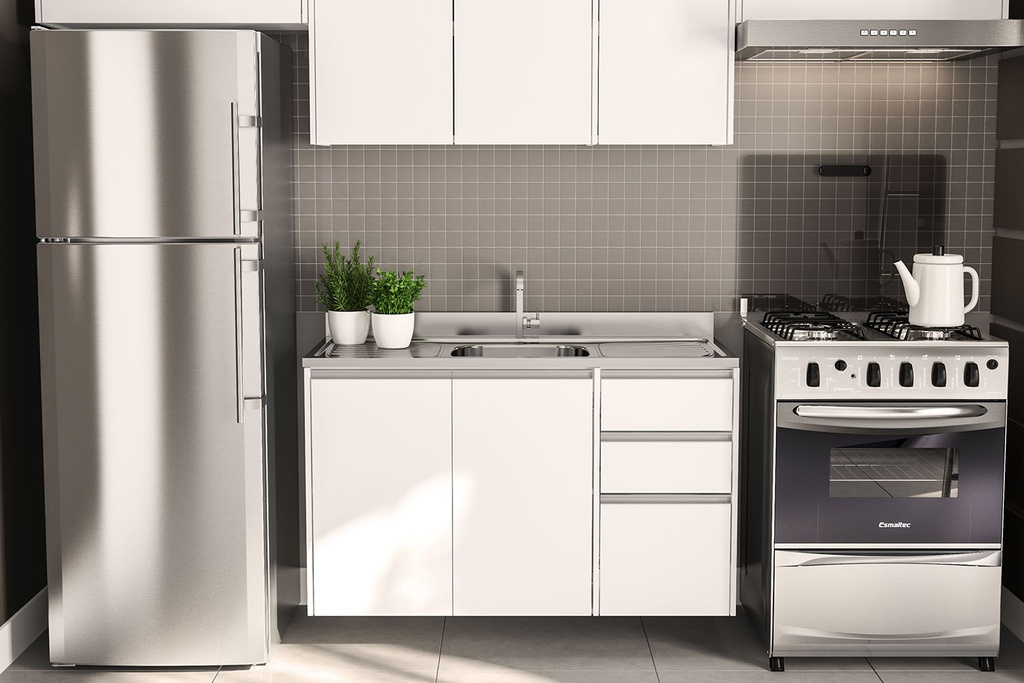 MUEBLE PARA COCINA MALI 2 PUERTAS + 3 GAVETAS 830X1200X510 MDP BRANCO UV TEX