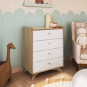 GAVETERO INFANTIL 4 GAVETAS LINEA AFFETO AVEIRO OAK CON BLANCO
