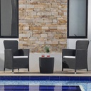 JUEGO MUEBLE CAPRI ESTAR 2 SILLAS + 1 MESA DE CENTRO COLOR GRIS GRAFITO