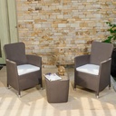 JUEGO MUEBLE CAPRI ESTAR 2 SILLAS + 1 MESA DE CENTRO COLOR MOCCA