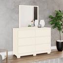 GAVETERO RAVENNA 6 GAVETAS CON ESPEJO BLANCO OFF WHITE 