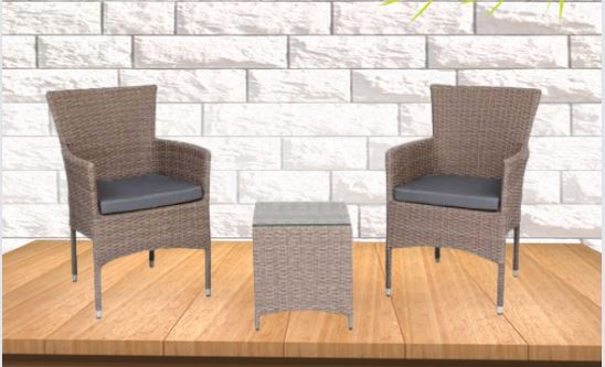 MUEBLE FIRSO 3/1 TIPO MIMBRE TOPE DE CRISTAL MESA CUADRADA