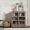 ESTANTE CON PUERTAS CORREDIZAS DE CRISTAL