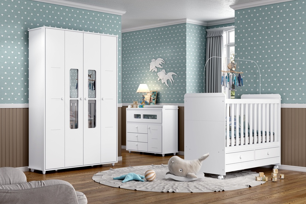 GAVETERO AQUARELA 1 PUERTA + 4 GAVETAS BLANCO