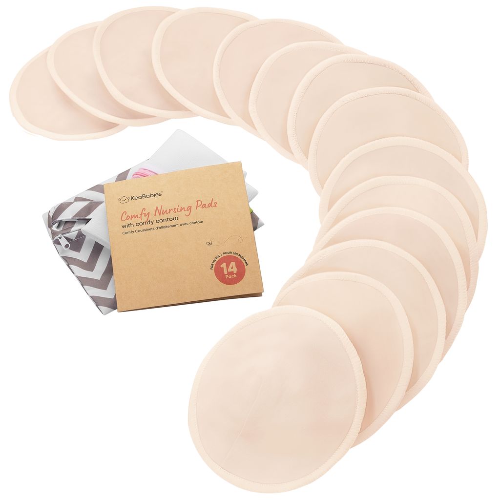 Keababies Paquete de 14 cómodas almohadillas de lactancia (beige desnudo), tamaño: grande 4.8