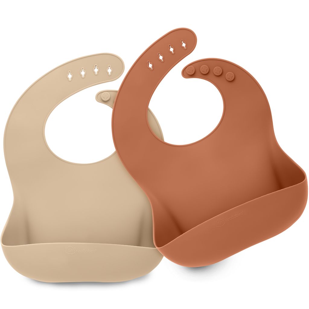 Keababies Paquete de 2 baberos de silicona Prep (terracota), color: terracota