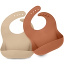 Keababies Paquete de 2 baberos de silicona Prep (terracota), color: terracota