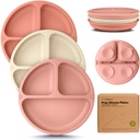 Keababies Paquete de 3 platos de succión de silicona de preparación (rosate), color: rosado