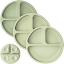 Keababies Paquete de 3 platos de succión de silicona para preparación (salvia), color: salvia