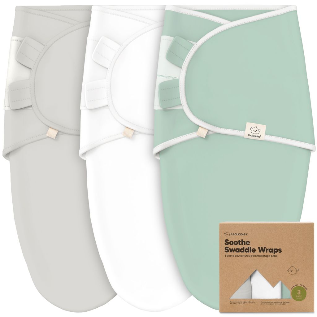 Keababies Paquete de 3 envolturas Soothe Swaddle (salvia), tamaño: OS 0-3M / color: salvia
