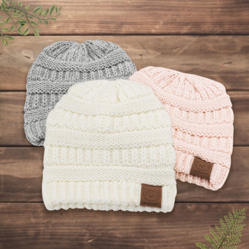 Keababies Paquete de 3 gorros de bebé Warmzy (Sweet Pea), Tamaño: Mediano / Color: Sweet Pea